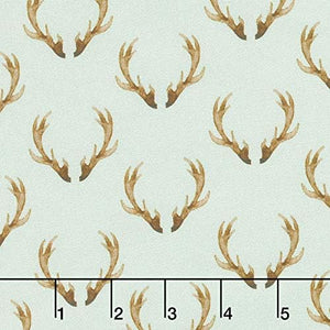 Camelot Fabrics Winter Wood Antlers Light Mint Green Premium Quality 100% Cotton Fabric sold by the yard