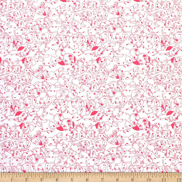 Camelot Fabrics 101 Dalmations Dalmatian Dots Pink 100% Cotton Fabric sold by the yard