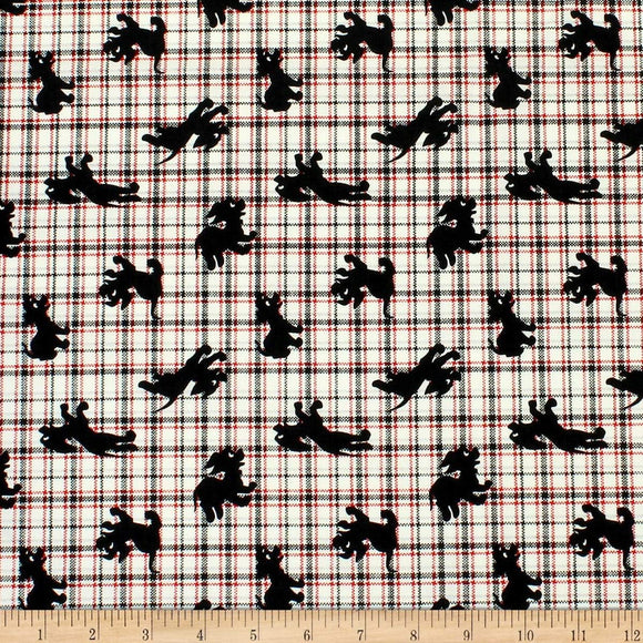 Camelot Fabrics 101 Dalmations Puppy Plaid Red 100% Cotton Fabric sold by the yard