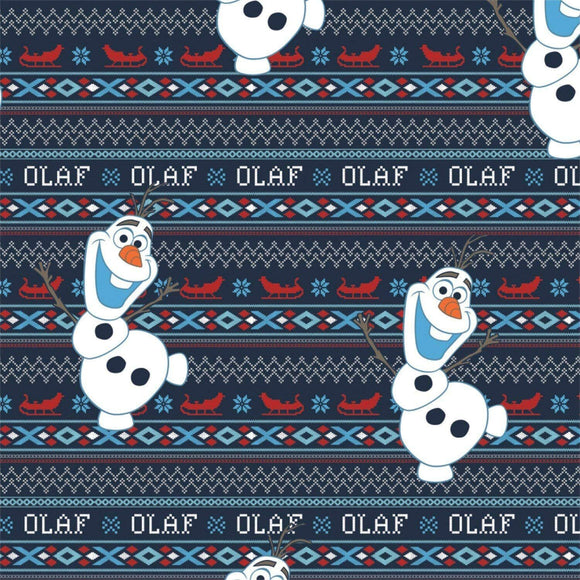 Camelot Fabrics Disney Frozen Olaf's Alpine Wonder Navy Blue 100% Cotton Fabric by The Yard