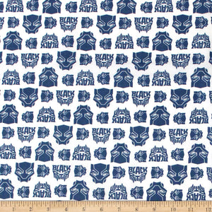 Camelot Fabrics Marvel Heroes Black Panther Logo Toss Blue,100% Cotton Fabric sold by the yard