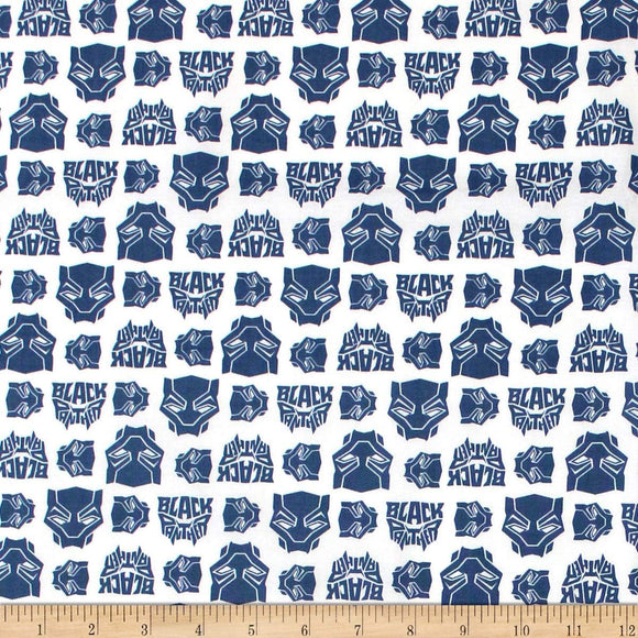 Camelot Fabrics Marvel Heroes Black Panther Logo Toss Blue,100% Cotton Fabric sold by the yard