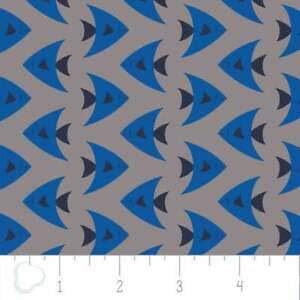 Camelot Fabrics Blue Fish On Grey Flannel Premium Quality 100% Cotton Fabric sold by the yard