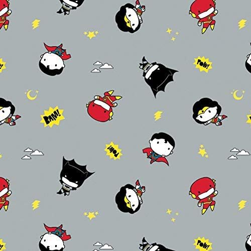 Camelot Fabrics DC Comics Fabric Justice League Tiny Heroes in Gray Premium Quality 100% Cotton Fabric sold by the yard