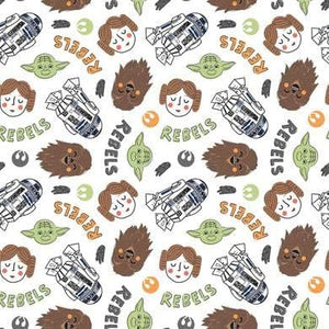 Camelot Fabrics Star Wars Become A Rebel White Premium Quality 100% Cotton Fabric sold by the yard