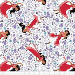 Camelot Fabrics Elena of Avalor Poses Purple Camelot 100% Cotton Fabric sold by the yard