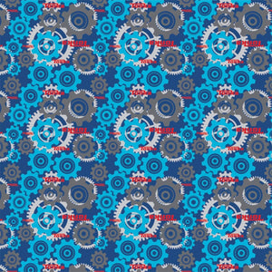 Camelot Fabrics Tonka Truck Fabric Gears in Blue 100% Cotton Fabric sold by the yard