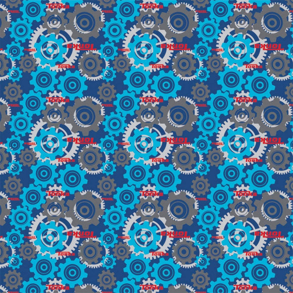 Camelot Fabrics Tonka Truck Fabric Gears in Blue 100% Cotton Fabric sold by the yard