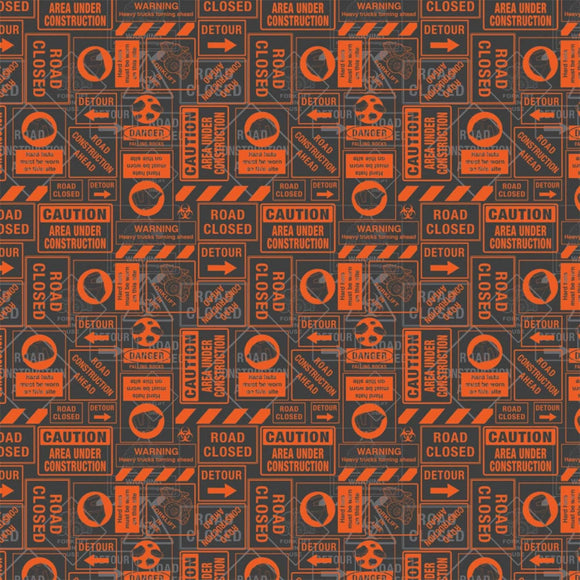 Camelot Fabrics Tonka Truck Fabric Street Signs in Orange 100% Cotton Fabric sold by the yard
