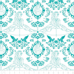 Camelot Fabrics Elena of Avalor Outline Teal Camelot 100% Cotton Fabric sold by the yard