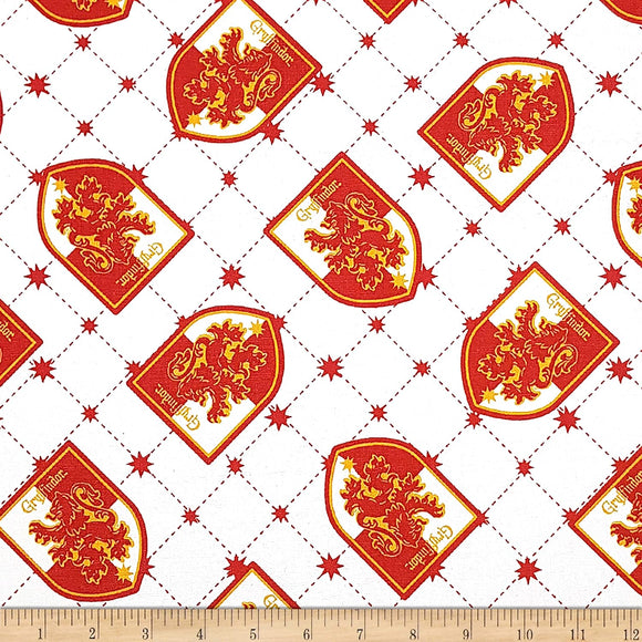 Camelot Fabrics Wizarding World Gryffindor House Pride in White 100% Cotton Fabric sold by the yard