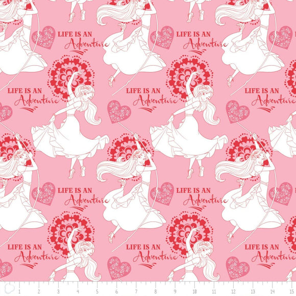 Camelot Fabrics Elena of Avalor Banderines Pinkl 100% Cotton Fabric sold by the yard