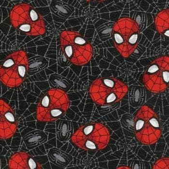 Camelot Fabrics Spider-Man Web Head Toss Dark Grey Premium Quality 100% Cotton Sold by The Yard.