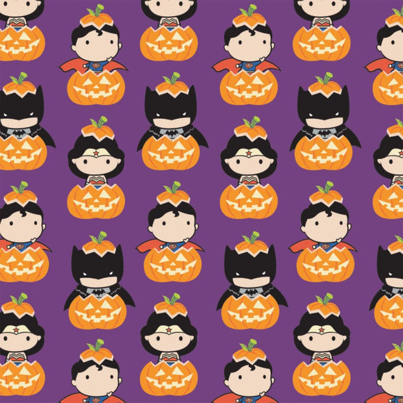 Camelot Fabrics DC Comics Character Halloween Kawaii Characters Purple Premium Quality 100% Cotton Sold by The Yard.