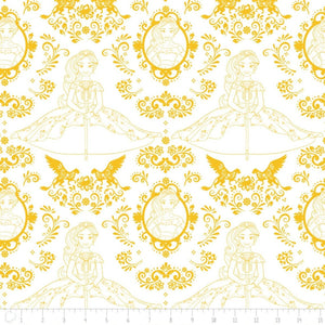 Camelot Fabrics Elena of Avalor Outline Yellow 100% Cotton Fabric sold by the yard