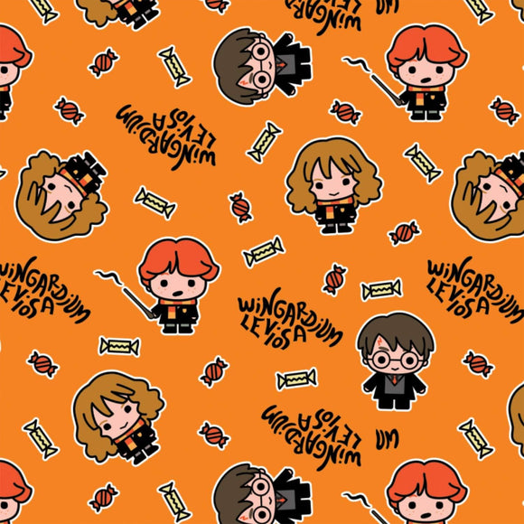 Camelot Fabrics Harry Potter Hogwarts Halloween Orange Premium Quality 100% Cotton Sold by The Yard.
