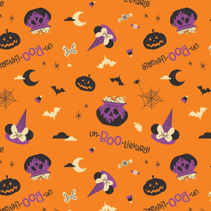 Camelot Fabrics Disney Halloween Un-Boo-Lievable Orange Premium Quality 100% Cotton Sold by The Yard.