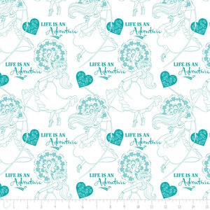 Camelot Fabrics Elena of Avalor Banderines Teal 100% Cotton Fabric sold by the yard