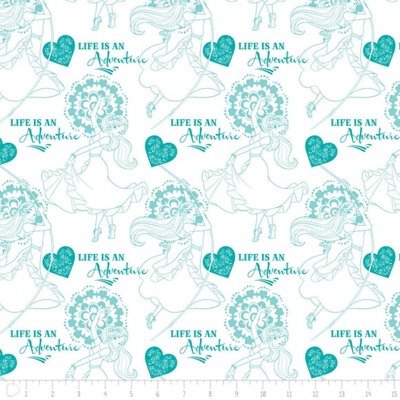 Camelot Fabrics Elena of Avalor Banderines Teal 100% Cotton Fabric sold by the yard