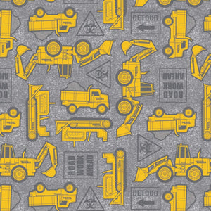 Camelot Fabrics Tonka Road Work Ahead Yellow Premium Quality 100% Cotton Sold by The Yard.