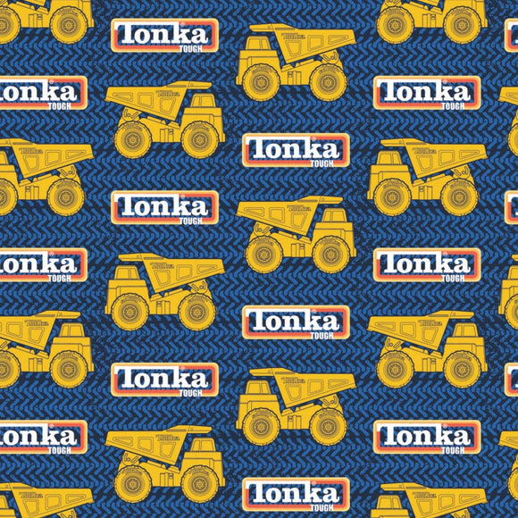 Camelot Fabrics Tonka Tracks and Trucks Blue Premium Quality 100% Cotton Sold by The Yard.