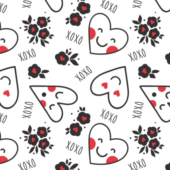 Camelot Fabrics Personified Hearts White/Red Premium Quality 100% Cotton Sold by The Yard.
