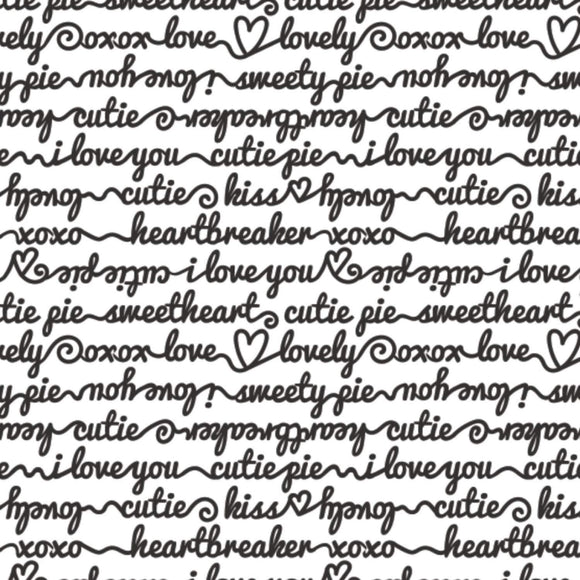 Camelot Fabrics Words of Affection White Premium Quality 100% Cotton Sold by The Yard.