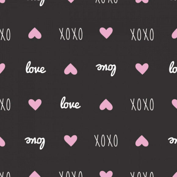 Camelot Fabrics Sweet Messages Black Premium Quality 100% Cotton Sold by The Yard.