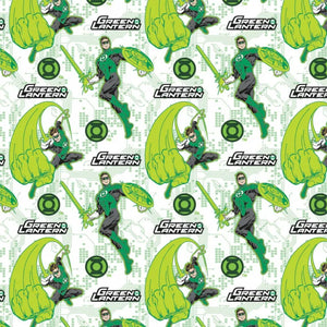 Camelot Fabrics Green Lantern Fear Nothing White 100% Cotton Sold by The Yard
