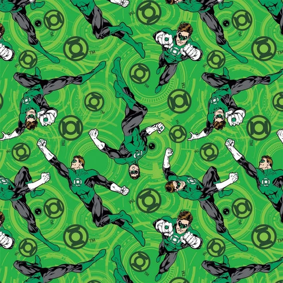 Camelot Fabrics Green Lantern Core Energy Light Green 100% Cotton Sold by The Yard