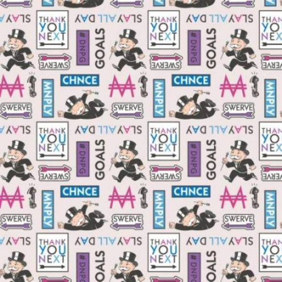 Camelot Fabrics Monopoly 95070210 2 Tossed Expressions BTY 100% Cotton Fabric sold by the yard