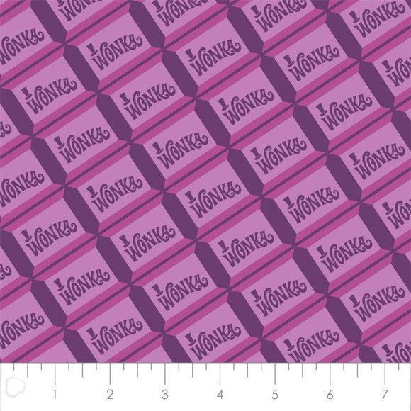 Camelot Fabrics Willy Wonka Chocolate in Purple Premium Quality 100% Cotton Fabric sold by the yard