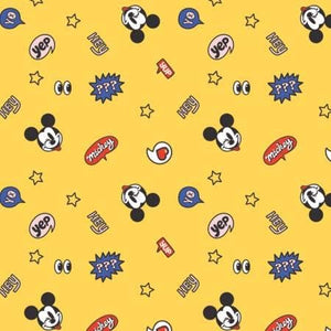 Camelot Fabrics Disney Mickey Tiny Interactions Yellow Premium Quality 100% Cotton Fabric sold by the yard