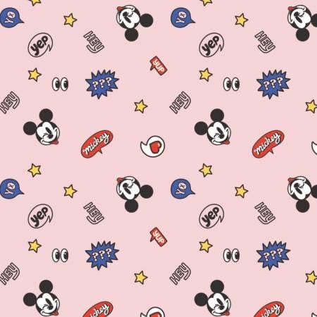 Camelot Fabrics Disney Mickey Tiny Interactions Light Pink Premium Quality 100% Cotton Fabric sold by the yard