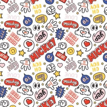 Camelot Fabrics Disney Mickey Totally Got This White Premium Quality 100% Cotton Fabric sold by the yard