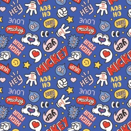 Camelot Fabrics Disney Mickey Totally Got This Blue Premium Quality 100% Cotton Fabric sold by the yard