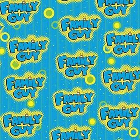 Camelot Fabrics Family Guy Logo Blue 100% Cotton Fabric sold by the yard