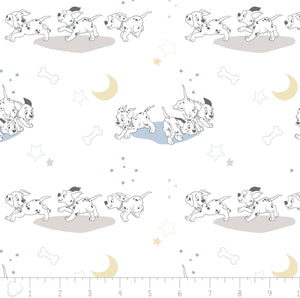 Camelot Fabrics Disney 101 Dalmatians Fabric Running in White 100% Cotton Fabric sold by the yard