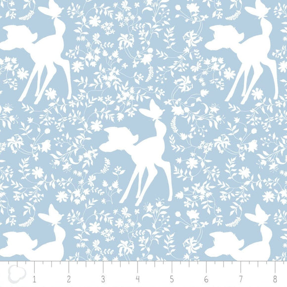 Camelot Fabrics Disney Bambi Silhouette Blue 100% Cotton Fabric sold by the yard