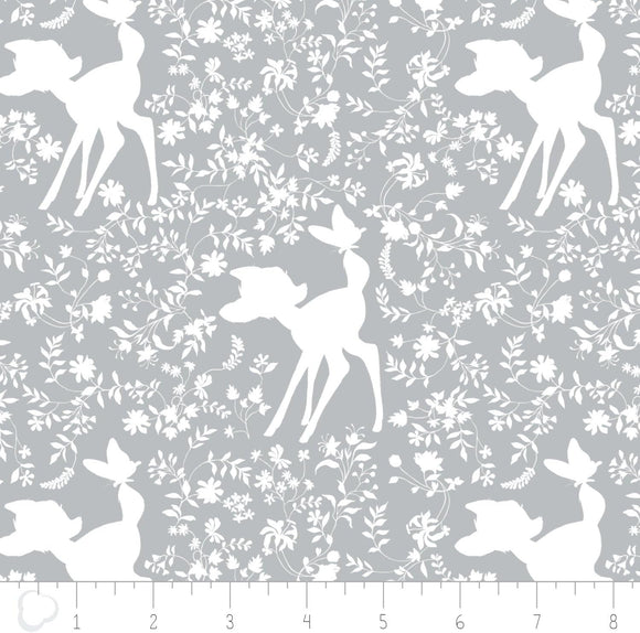 Camelot Fabrics Disney Bambi Fabric Silhouette in Gray 100% Cotton Fabric sold by the yard