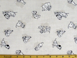 Camelot Fabrics Disney 101 Dalmatians Fabric Stripes and Clouds in Light Gray 100% Cotton Fabric sold by the yard