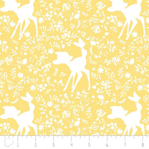 Camelot Fabrics Disney Bambi Silhouette Yellow 100% Cotton Fabric sold by the yard