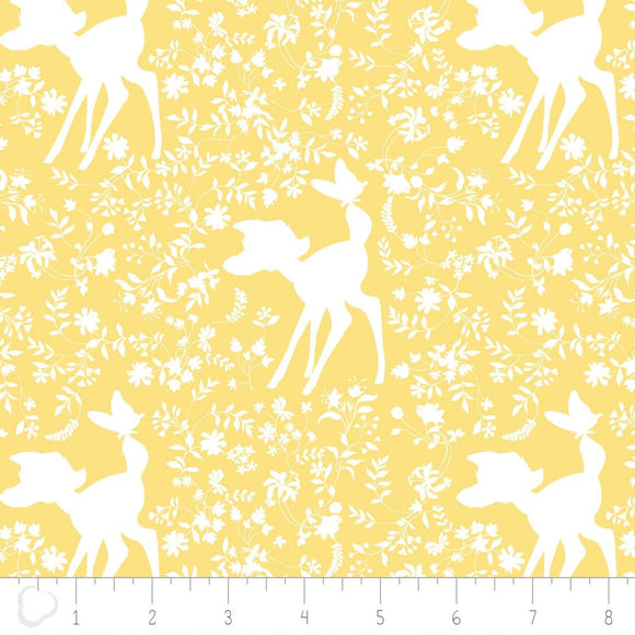 Camelot Fabrics Disney Bambi Silhouette Yellow 100% Cotton Fabric sold by the yard