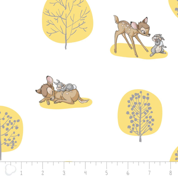 Camelot Fabrics Disney Bambi Fabric Forest Scene in Yellow 100% Cotton Fabric sold by the yard