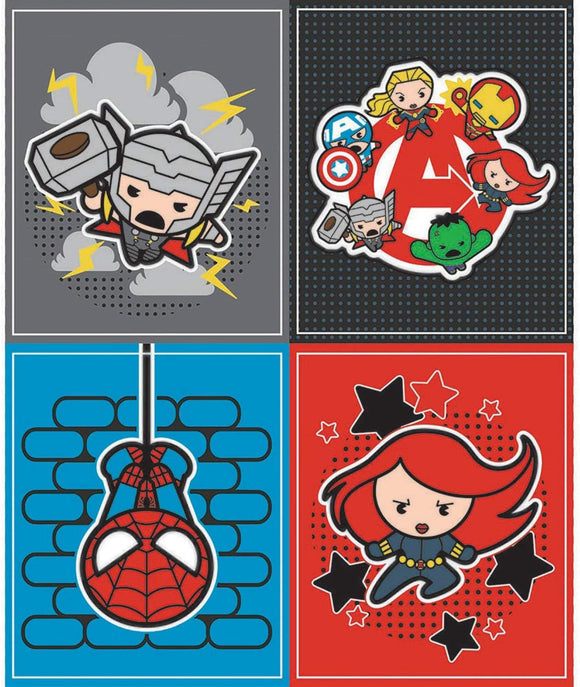 Camelot Fabrics Marvel Fabric Kawaii Avengers Panel in Multi Premium Quality 100% Cotton Fabric sold by the panel