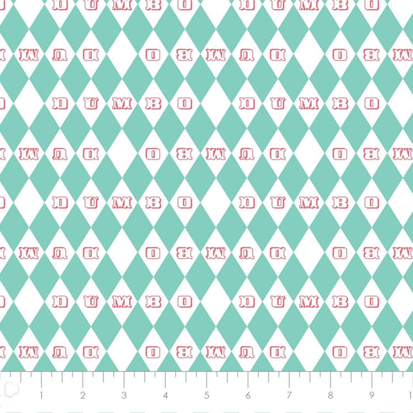 Camelot Fabrics Dumbo in The Circus - Vintage Argyle Color Turquoise Premium Quality 100% Cotton Fabric sold by the yard