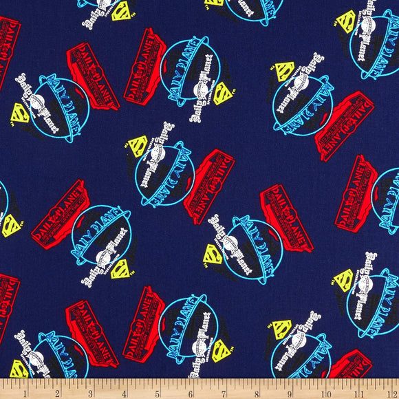 Camelot Fabrics DC Comics Superman Daily Planet in Navy Quilt 100% Cotton Fabric sold by the yard