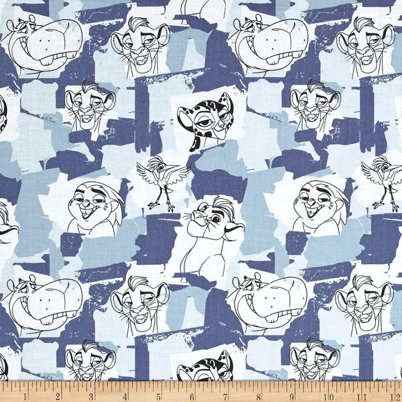 Camelot Fabrics Disney Lion Guard Team Roar Blue Quilt 100% Cotton Fabric sold by the yard