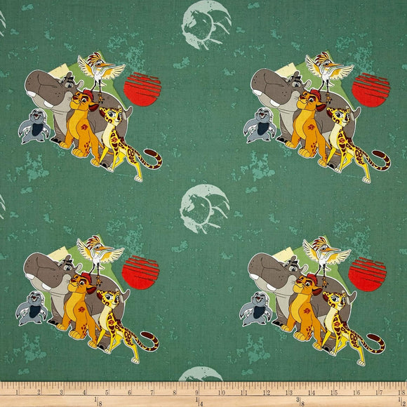 Camelot Fabrics Disney Lion Guard All for One Sage 100% Cotton Fabric sold by the yard