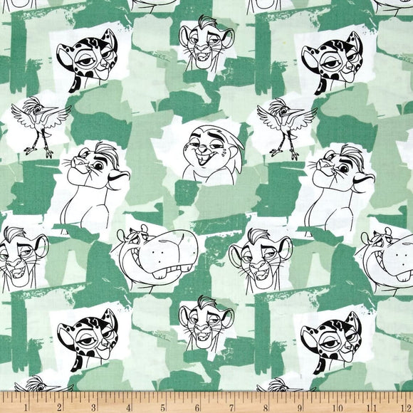 Camelot Fabrics Disney The Lion Guard Team Roar Green 100% Cotton Fabric sold by the yard